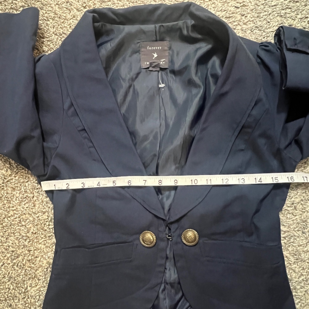 Forever 21 Y2K Navy Blue Blazer 3/4 Sleeves - Picture 8 of 14